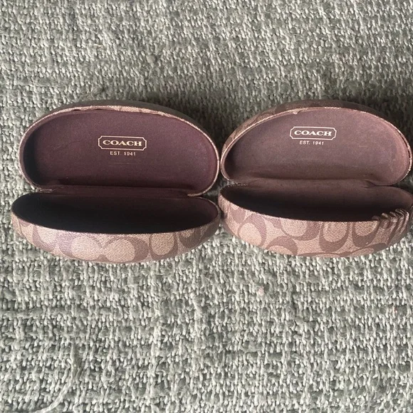 2 Authentic COACH Hard Shell Sunglass cases holders clamshell hard protective - Picture 3 of 11